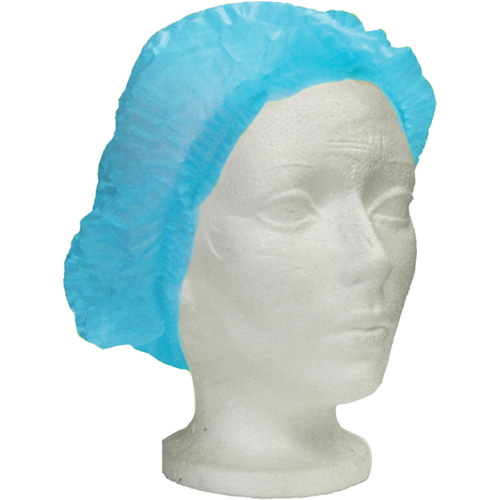 Ronco Care™ Pleated Bouffant Cap, Polypropylene, 24", Blue - Disposable Hair Net - SGW446