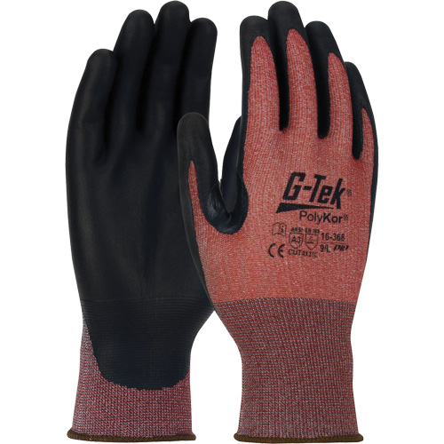 G-Tek® PolyKor® X7™ Neuroma® Cut Resistant Gloves, Size Large, 18 Gauge, Polyurethane Coated, Polyethylene Shell, ASTM ANSI Level A3/EN 388 Level C