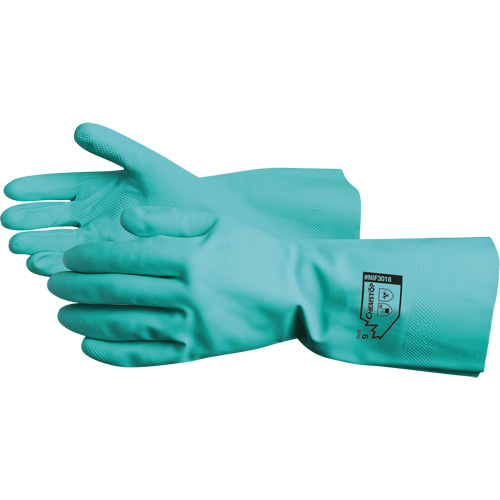 Chemstopâ„¢ Chemical Resistant Gloves, Size 10, 12" L, Nitrile, Flock-Lined Inner Lining, 15-mil