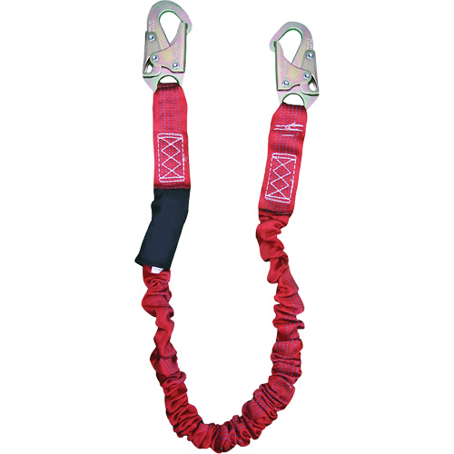 ShockSorb™ Internal Shock Lanyard, 6', Snap Hook Center, Snap Hook Leg Ends, Polyester