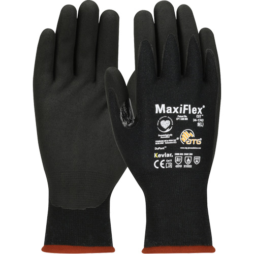 ATG MaxiFlex® Cut™ Touchscreen Compatible Gloves, Size X-Small, 15 Gauge, Foam Nitrile Coated, Polyester/Kevlar® Shell, ASTM ANSI Level A4/EN 388 Level 3/EN 388 Level D