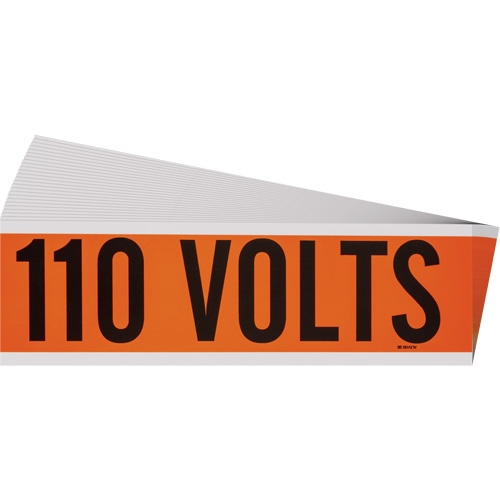 "110 Volts" Conduit & Voltage Labels, 2-1/4" x 9", Cloth/Vinyl, English