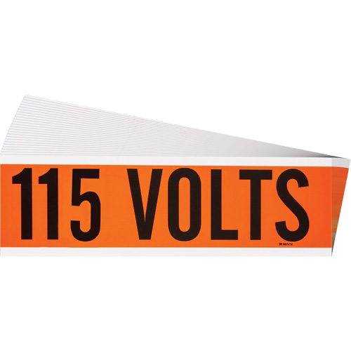 "115 Volts" Conduit & Voltage Labels, 2-1/4" x 9", Cloth/Vinyl, English