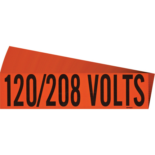 "120/208 Volts" Conduit & Voltage Labels, 2-1/4" x 9", Cloth/Vinyl, English