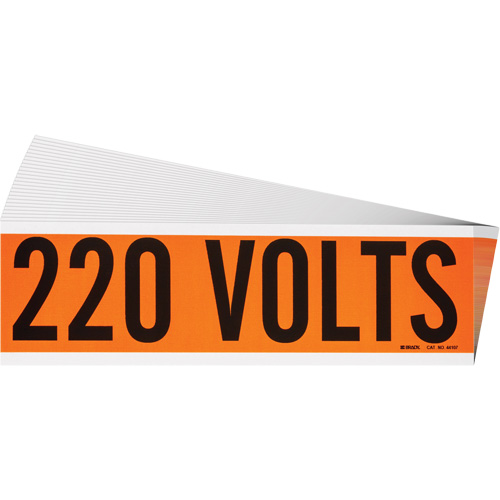 "220 Volts" Conduit & Voltage Labels, 2-1/4" x 9", Cloth/Vinyl, English