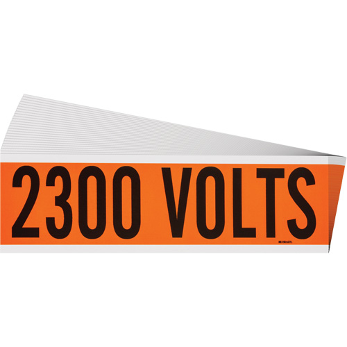 "2300 Volts" Conduit & Voltage Labels, 2-1/4" x 9", Cloth/Vinyl, English