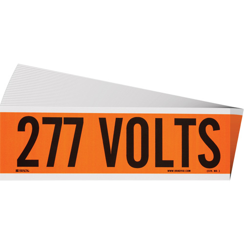"277 Volts" Conduit & Voltage Labels, 2-1/4" x 9", Cloth/Vinyl, English
