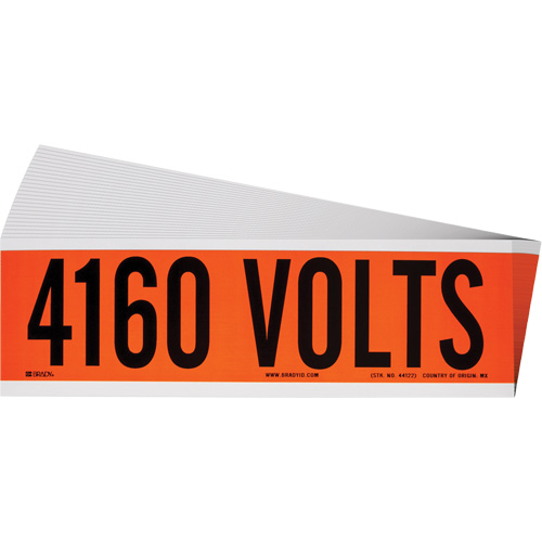 "4160 Volts" Conduit & Voltage Labels, 2-1/4" x 9", Cloth/Vinyl, English