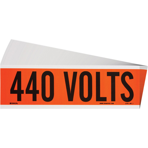 "440 Volts" Conduit & Voltage Labels, 2-1/4" x 9", Cloth/Vinyl, English