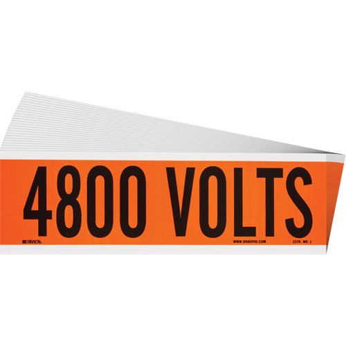 "4800 Volts" Conduit & Voltage Labels, 2-1/4" x 9", Cloth/Vinyl, English