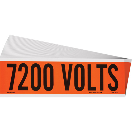 "7200 Volts" Conduit & Voltage Labels, 2-1/4" x 9", Cloth/Vinyl, English