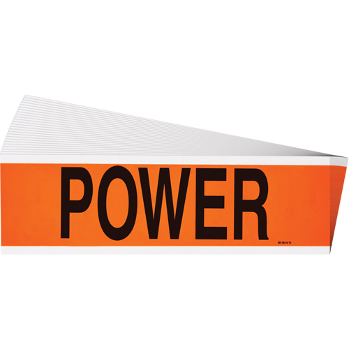 "Power" Conduit & Voltage Labels, 2-1/4" x 9", Cloth/Vinyl, English