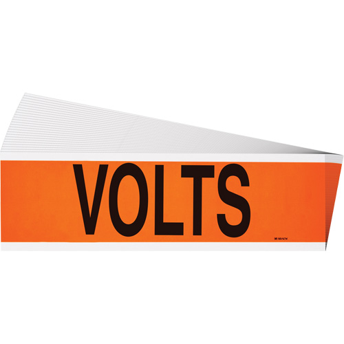 "Volts" Conduit & Voltage Labels, 2-1/4" x 9", Cloth/Vinyl, English