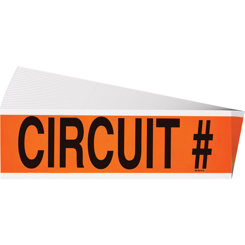 "Circuit #" Conduit & Voltage Labels, 2-1/4" x 9", Cloth/Vinyl, English