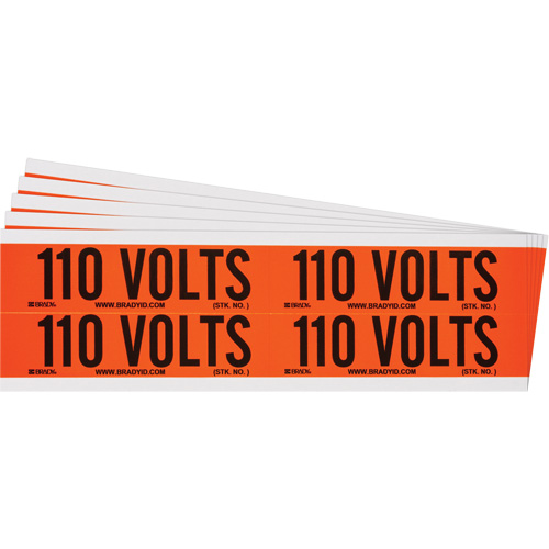 "110 Volts" Conduit & Voltage Labels, 1-1/8" x 4-1/8", Cloth/Vinyl, English