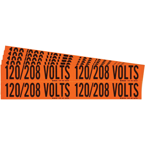 "120/208 Volts" Conduit & Voltage Labels, 1-1/8" x 4-1/8", Cloth/Vinyl, English
