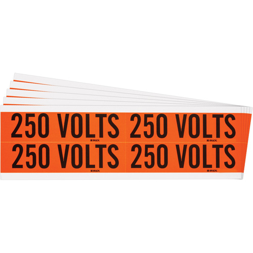 "250 Volts" Conduit & Voltage Labels, 1-1/8" x 4-1/8", Cloth/Vinyl, English