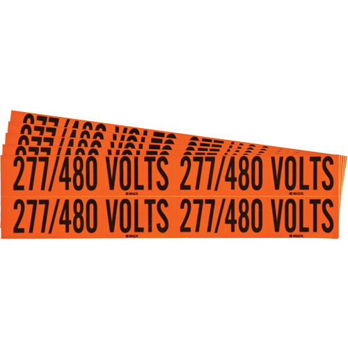 "277/480 Volts" Conduit & Voltage Labels, 1-1/8" x 4-1/8", Cloth/Vinyl, English