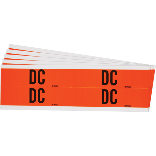 "DC" Conduit & Voltage Labels, 1-1/8" x 4-1/8", Cloth/Vinyl, English