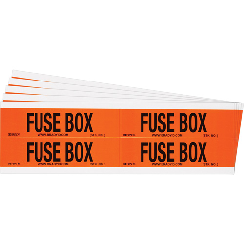 "Fuse Box" Conduit & Voltage Labels, 1-1/8" x 4-1/8", Cloth/Vinyl, English