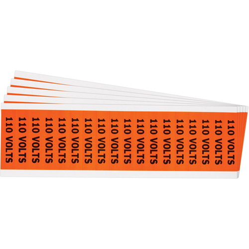 "110 Volts" Conduit & Voltage Labels, 1/2" x 2-1/4", Cloth/Vinyl, English