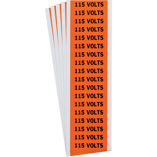 "115 Volts" Conduit & Voltage Labels, 1/2" x 2-1/4", Cloth/Vinyl, English