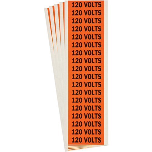 "120 Volts" Conduit & Voltage Labels, 1/2" x 2-1/4", Cloth/Vinyl, English
