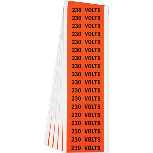 "230 Volts" Conduit & Voltage Labels, 1/2" x 2-1/4", Cloth/Vinyl, English