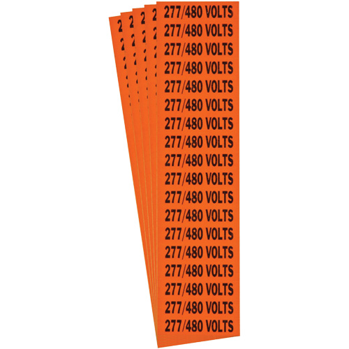 "277/480 Volts" Conduit & Voltage Labels, 1/2" x 2-1/4", Cloth/Vinyl, English
