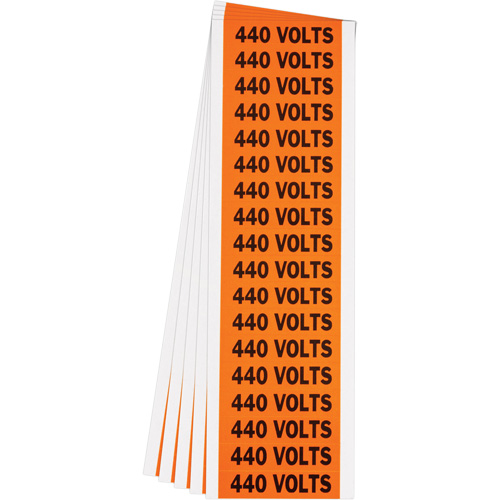 "440 Volts" Conduit & Voltage Labels, 1/2" x 2-1/4", Cloth/Vinyl, English
