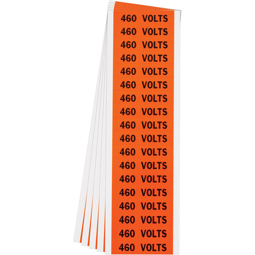"460 Volts" Conduit & Voltage Labels, 1/2" x 2-1/4", Cloth/Vinyl, English