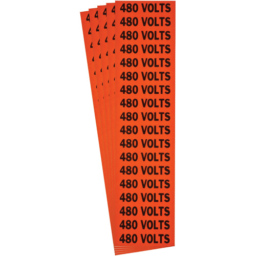 "480 Volts" Conduit & Voltage Labels, 1/2" x 2-1/4", Cloth/Vinyl, English