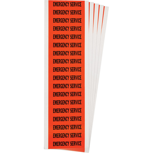 "Emergency Service" Conduit & Voltage Labels, 1/2" x 2-1/4", Cloth/Vinyl, English