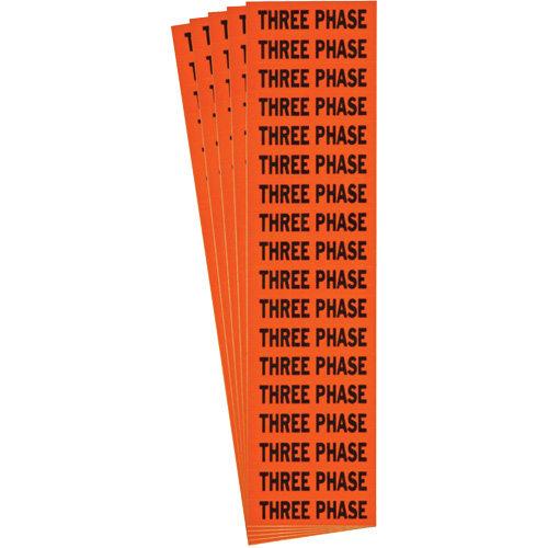 "Three Phase" Conduit & Voltage Labels, 1/2" x 2-1/4", Cloth/Vinyl, English