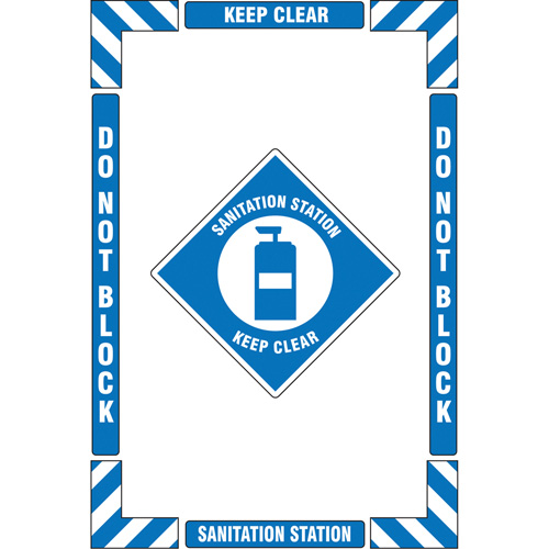 "Sanitation Station" Floor Marking Kit, Adhesive, English with Pictogram