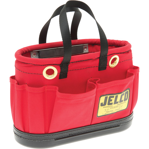 Aerial Tool Bucket with Magnet, 14" L x 7" W x 10" H, Canvas, Red