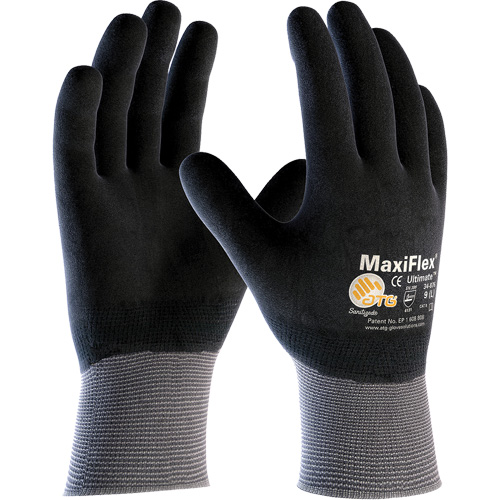 ATG MaxiFlex® Ultimate™ Touchscreen Compatible Gloves, Large, Nitrile Coating, 15 Gauge, Nylon/Elastane Shell