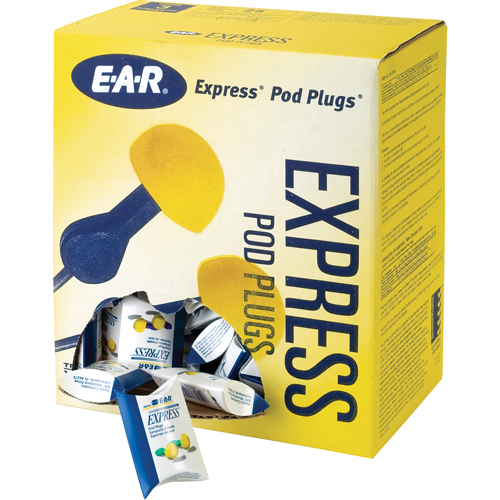 E-A-R™ Express Pod Plugs Earplugs, Uncorded, Bulk - Pillow Pack, 25 dB NRR, One-Size - Reusable Earplug - SH117