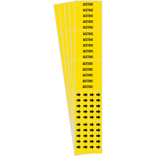 "Acetone" Pipe Marker, Self-Adhesive, 2-1/4" H x 2-3/4" W, Black on Yellow