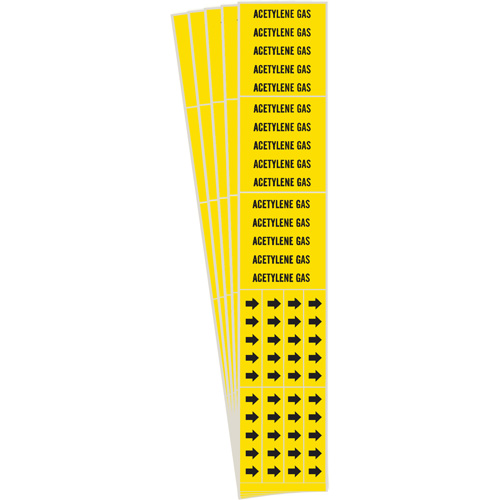 "Acetylene Gas" Pipe Marker, Self-Adhesive, 2-1/4" H x 2-3/4" W, Black on Yellow