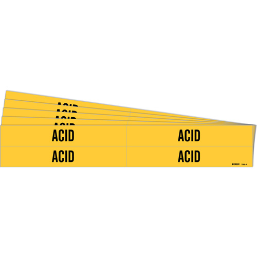 "Acid" Pipe Markers, Self-Adhesive, 1-1/8" H x 7" W, Black on Yellow