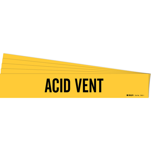 "Acid Vent" Pipe Marker, Self-Adhesive, 2-1/4" H x 14" W, Black on Yellow