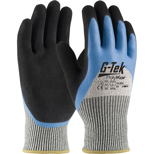 G-Tek® PolyKor® Insulated Cut-Resistant Glove, Size Small, 13 Gauge, Rubber Latex Coated, Engineered Yarn Shell, ANSI/ISEA 105 Level 3