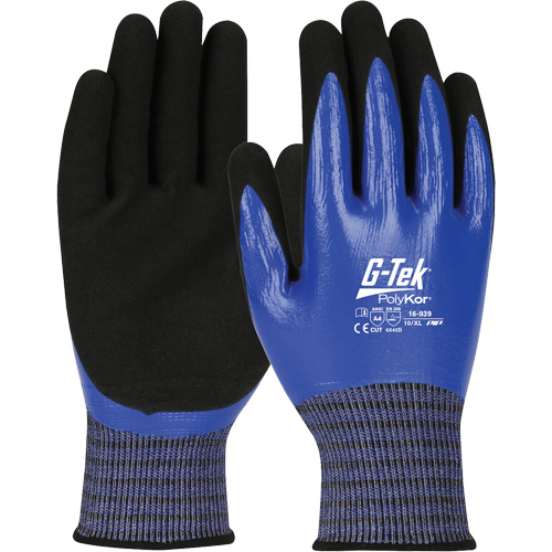 G-Tek® PolyKor® X7™ Cut-Resistant Gloves, Size Small, 18 Gauge, Nitrile Coated, Engineered Yarn Shell, ANSI/ISEA 105 Level 4