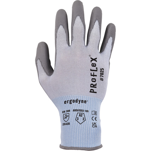 ProFlex 7025 Cut-Resistant Gloves, Size Small/Men's, 18 Gauge, Polyurethane Coated, Nylon/HPPE/Spandex Shell, ASTM ANSI Level A2/EN 388 Level B