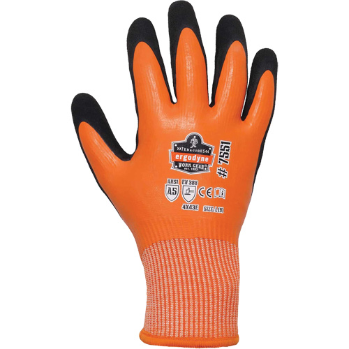 ProFlex 7551 Coated Cut-Resistant Winter Work Gloves, Size Small/Men's, 10/13 Gauge, Nitrile/Rubber Latex Coated, HPPE Shell, ASTM ANSI Level A5/EN 388 Level E