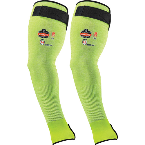 ProFlex 7941-PR Cut-Resistant Protective Arm Sleeve, TenaLuxâ„¢, 18", ASTM ANSI Level A4/EN 388 Level D, High Visibility Lime
