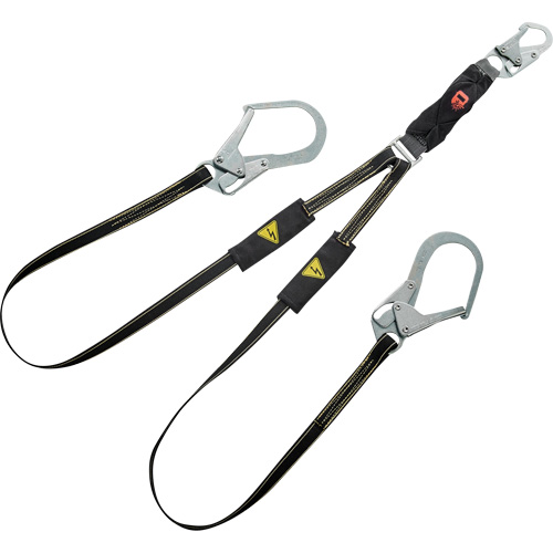 V-Series™ Welding Energy Absorbing Lanyard, 6', Rebar Hook Center, Snap Hook Leg Ends, Kevlar®/Metal/Nylon