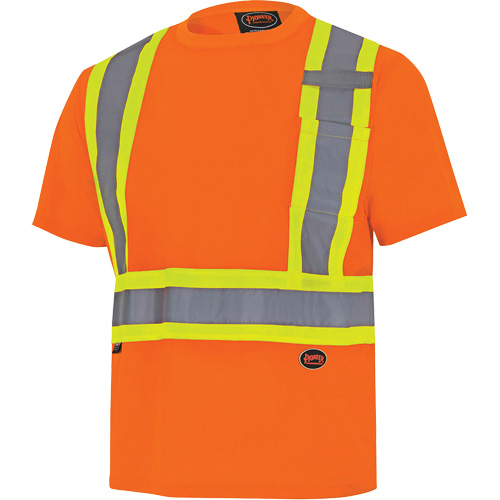 Bird's-Eye Safety Shirt, Polyester, 3X-Large, High Visibility Orange