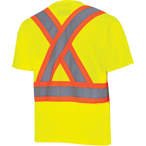 Bird's-Eye Safety Shirt, Polyester, X-Small, High Visibility Lime-Yellow